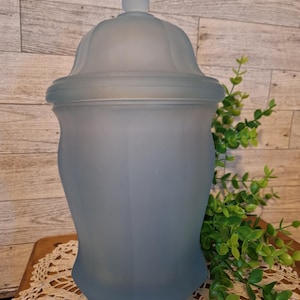 Vintg. Indiana Frosted Blue Satin Glass Apothecary Jar, Cottage core, Beach decor, Kitchen decor, Bathroom decor, Coastal decor