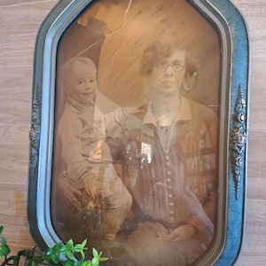 Antique Portrait in Wood Frame with Beveled Glass, Antique frame, Gallery Wall, Cottage core, Grandma Core