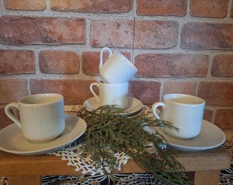 Set of 4 NAAM Isreal Vintage Demitasse / Espresso cups and saucers. Coffee Bar decor, Neutral kitchen