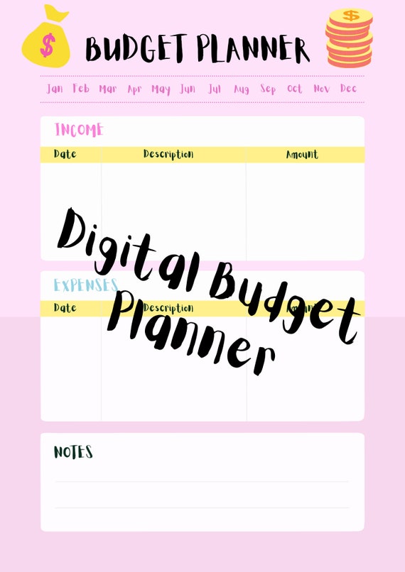 Digital Budget Planner Sheet Printable Etsy
