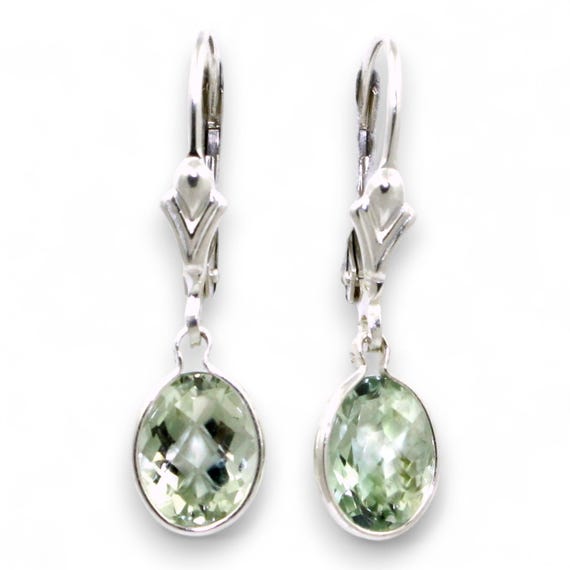 Boucles D'Oreilles Dormeuses Nacrées Vertes Et Argent 925 Avec Brillants - Neuf Sans Boîte