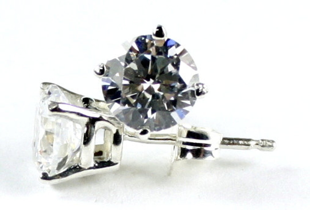 Cubic Zirconia CZ, 925 Sterling Silver Post Earrings, SE012 - Etsy