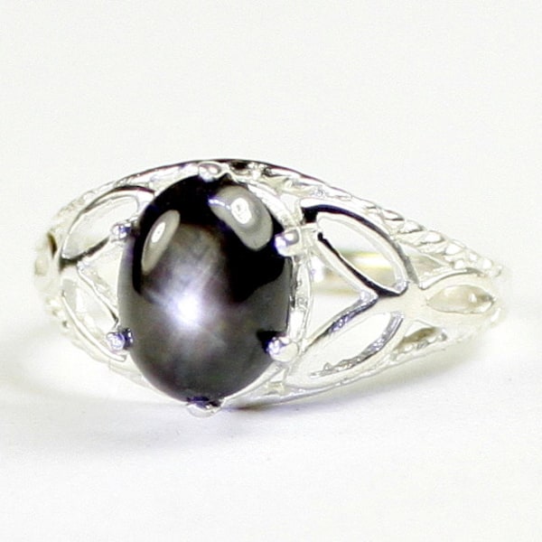 Black Star Sapphire, 925 Sterling Silver Ring, SR137