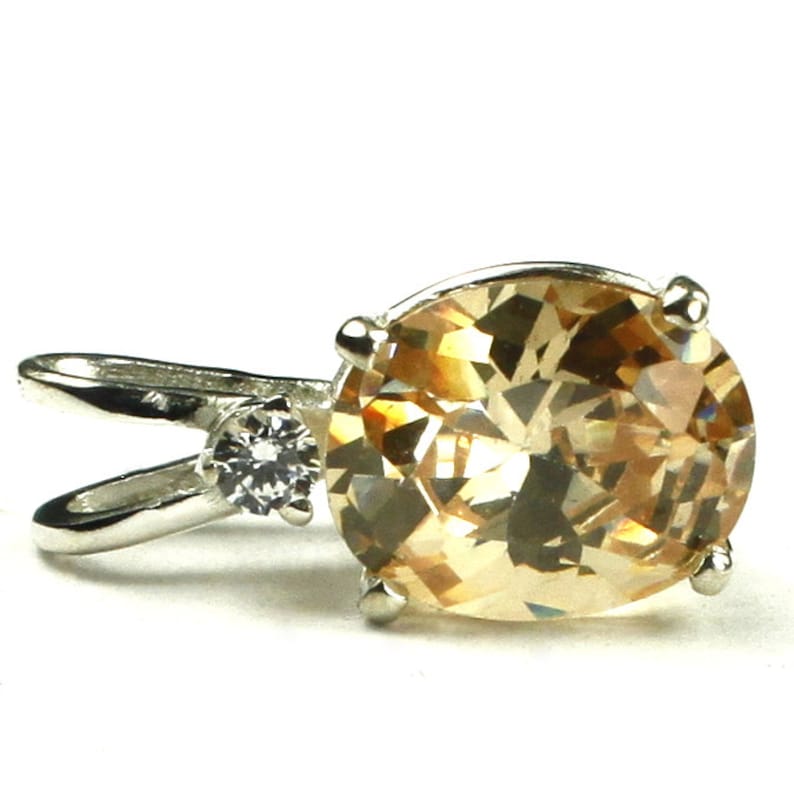925 Sterling Silver Pendant Champagne CZ SP021