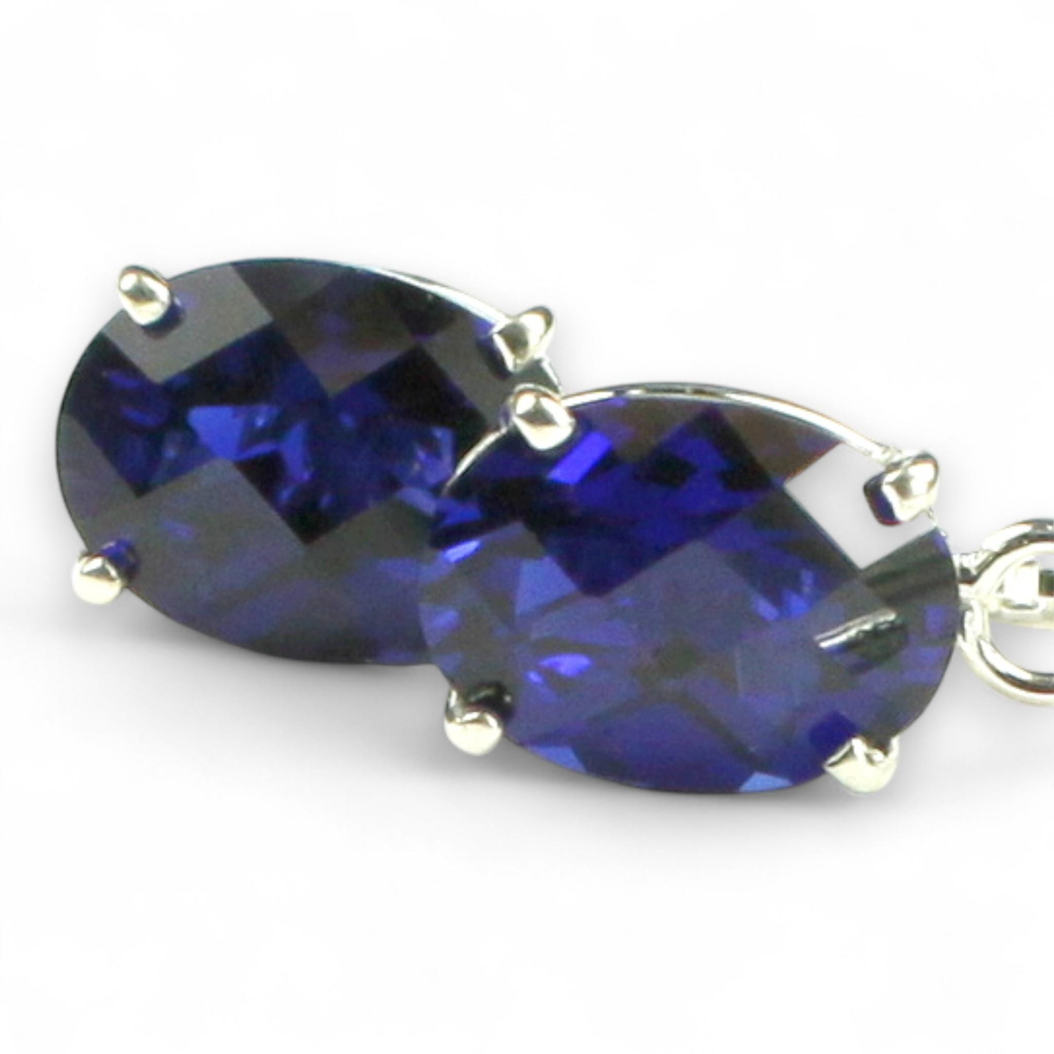 Orecchini A Goccia In Argento 925 Rodiato Con Zaffiro Blu E Zirconi, Chiusura A Leva, Made In UK