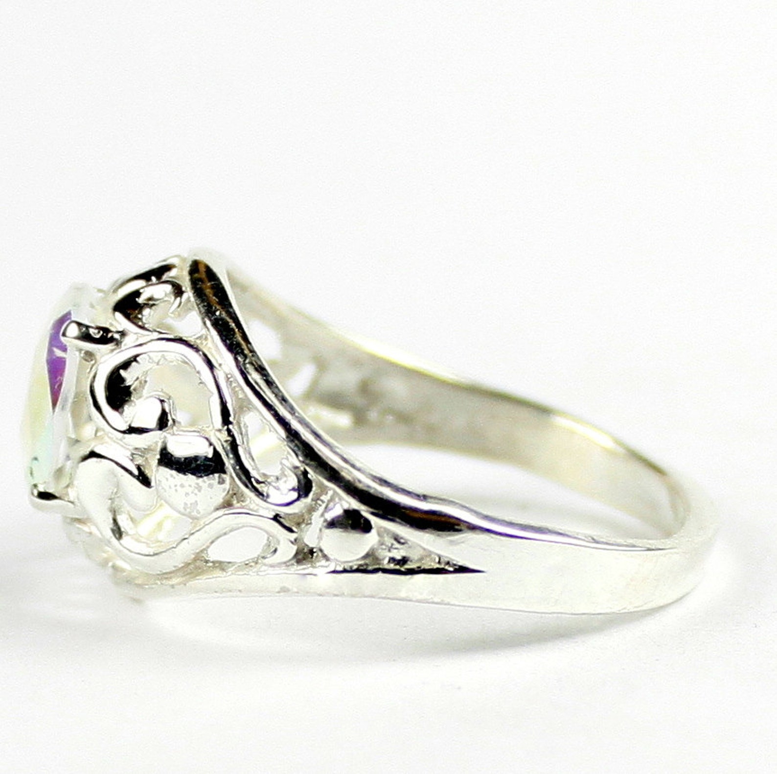 V3 Jewelry Sterling Silver with Mercury Opal Topaz and White Zircon Engagement Ring
