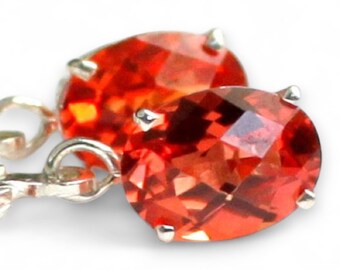 Padparadscha Sapphire, 925 Sterling Silver Leverback Earrings, SE007