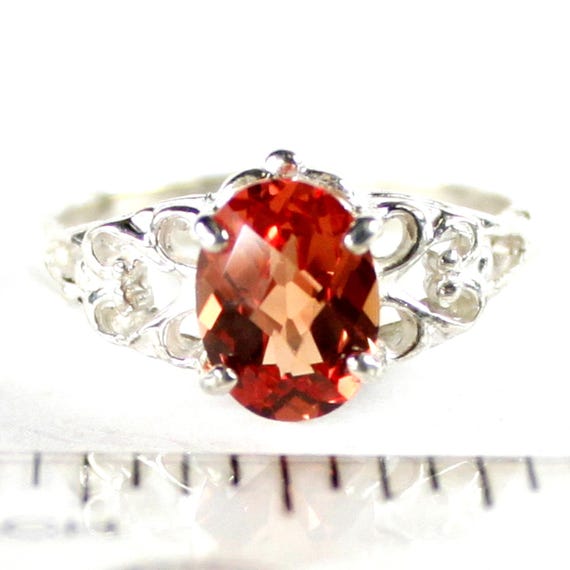 Anello Fidanzamento In Argento 925 Con Zaffiro Padparadscha Naturale 40,35 Ct – Certificato AGL, Sri Lanka