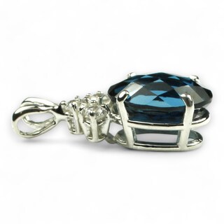 Ciondolo In Argento 925 Con Topazio Blu Naturale – 4 Carati – Fatto A Mano In India