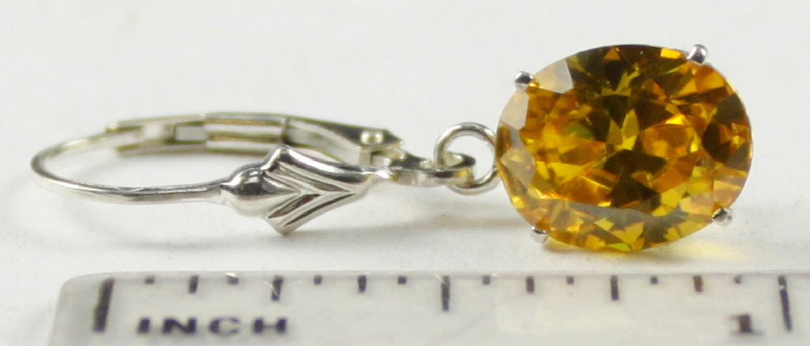 Golden Yellow CZ 925 Sterling Silver Leverback Earrings | Etsy