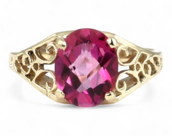 Pure Pink Topaz, 18KY Gold Ring, R005
