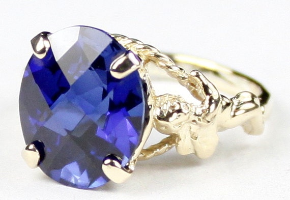 Solid 10KY or 14KY Gold Ladies Angel Ring R154-Handmade Details about   Created Blue Sapphire