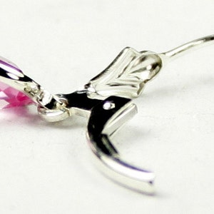 Created Pink Sapphire, 925 Sterling Silver Leverback Earrings, SE001 image 2