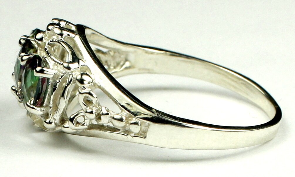 Místico Fuego Topacio Anillo, Plata De Ley, 12 K Verde