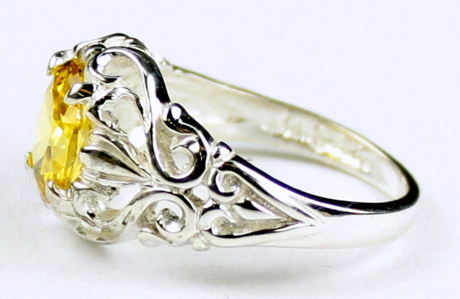 Golden Yellow CZ 925 Sterling Silver Ring SR113 | Etsy