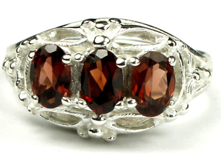 Natural Mozambique Garnet Sterling Silver Ring – Handmade, Eye-Clean, All Sizes