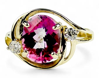 Pure Pink Topaz, 10KY Gold Ring, R021