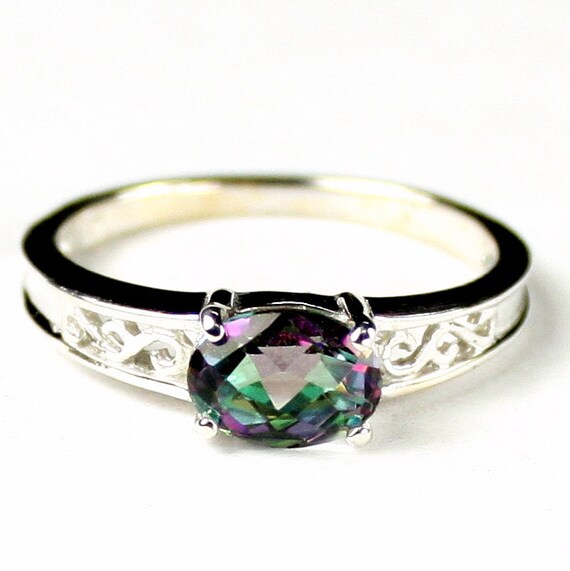 Mystic Fire Topaz 925 Sterling Silver Ladies Ring SR369-Handmade Mystic Fire Topaz 925 Sterling Silver Ladies Ring SR369-Handmade