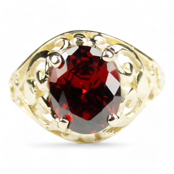 Garnet CZ, 18KY Gold Ring, R004 - Etsy Finland