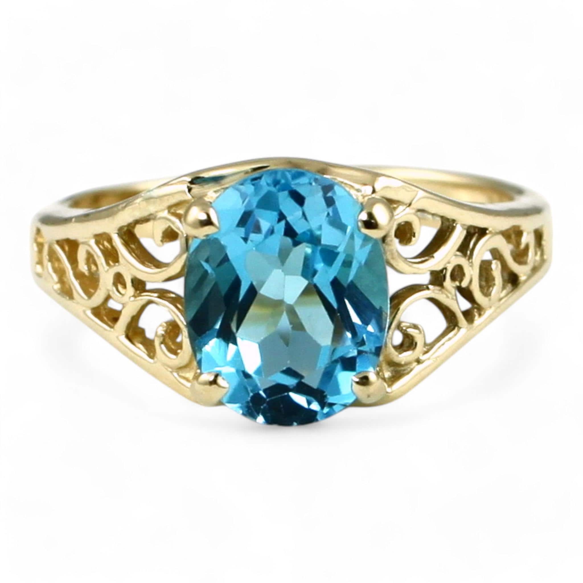 スイスブルートパーズ、18KYゴールドリング R005 - Etsy 日本