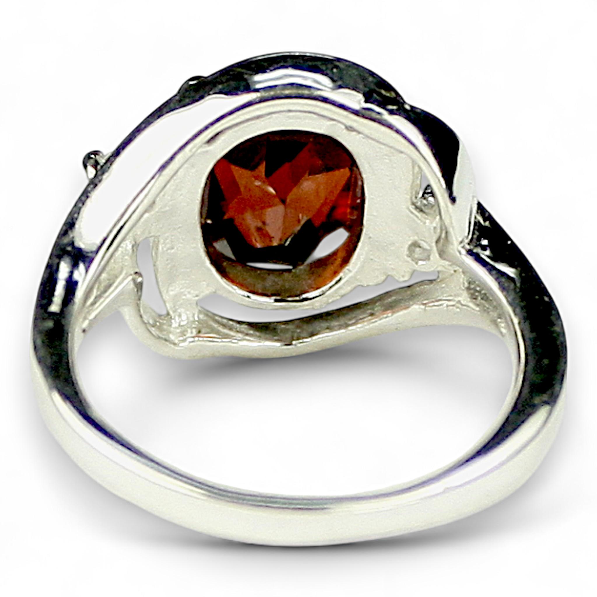 Anello Artigianale In Argento 925 Con Granato Sfaccettato E Larimar - Fatto A Mano - Foto 2