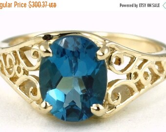 London Blue Topaz, 14KY Gold Ring, R005
