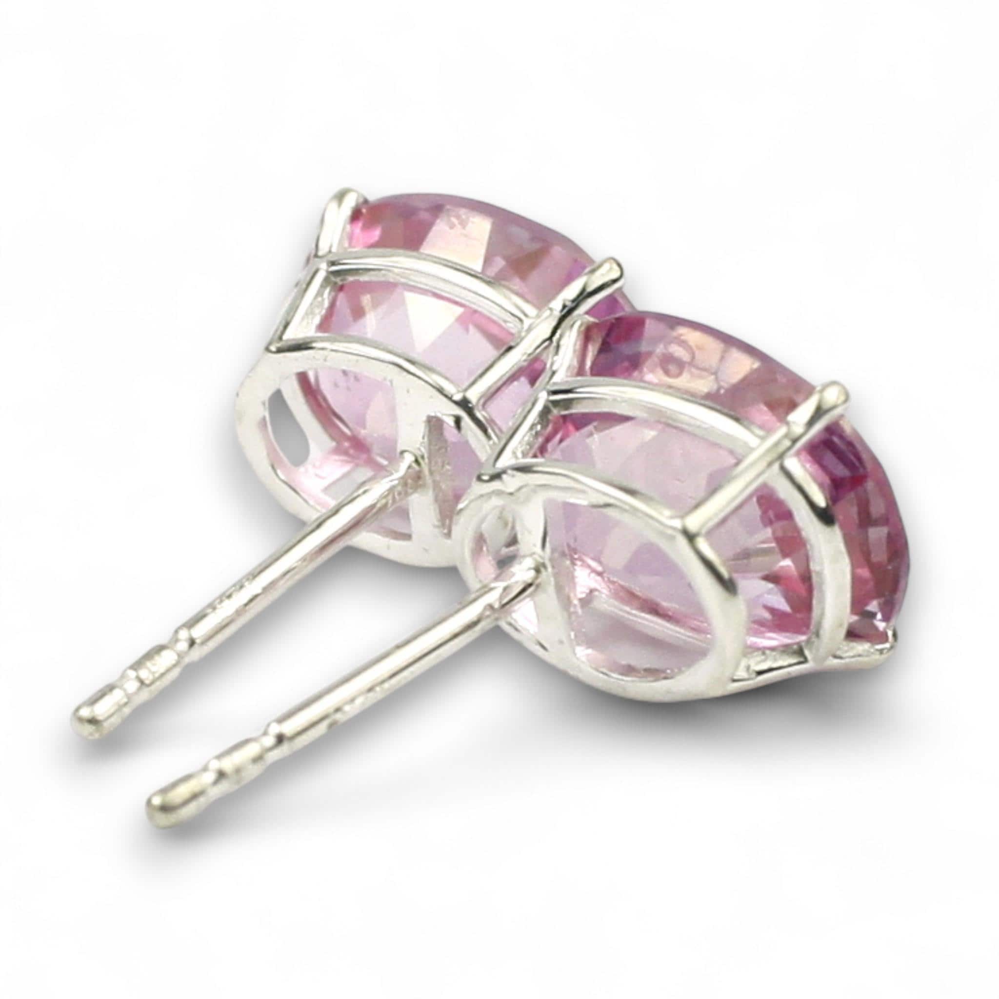 Orecchini a perno in argento sterling 925 con topazio rosa puro, SE102 - Italia
