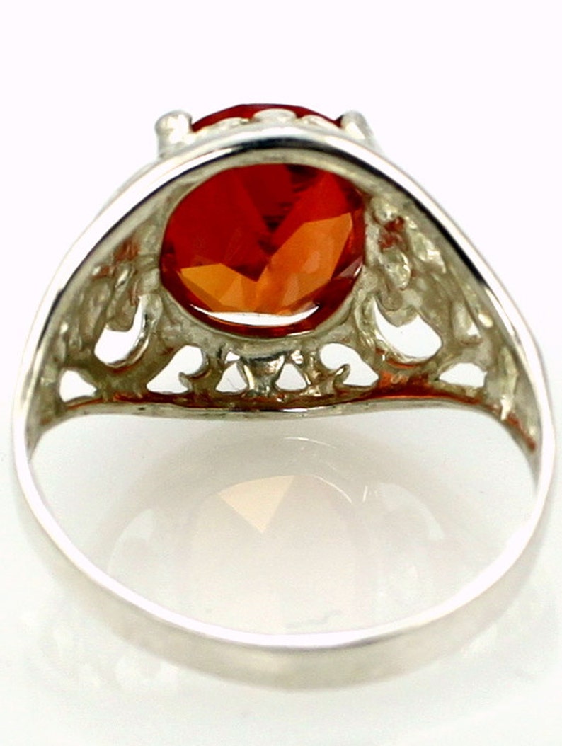 Sterling Silver Ring Created Padparadscha Sapphire SR004