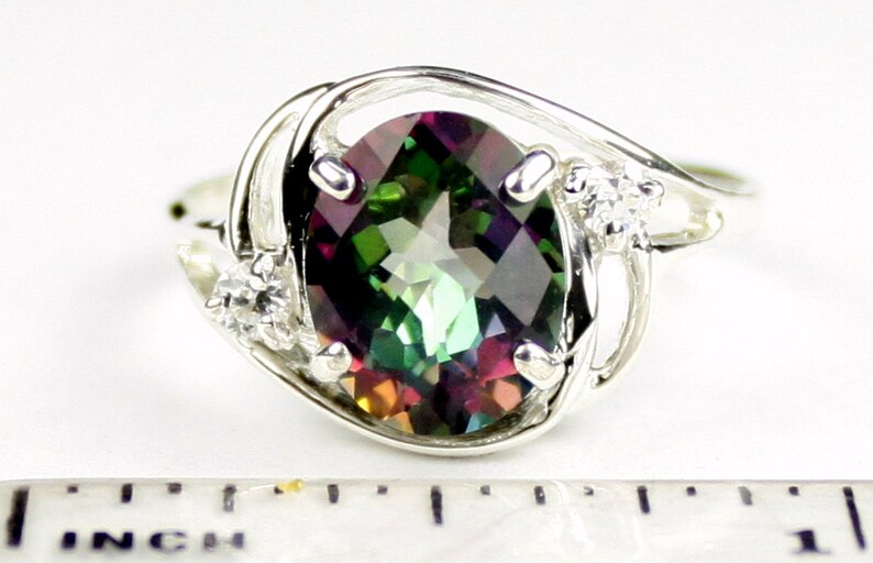 Mystic Fire Topaz 925 Sterling Silver Ladies Ring SR021 Etsy