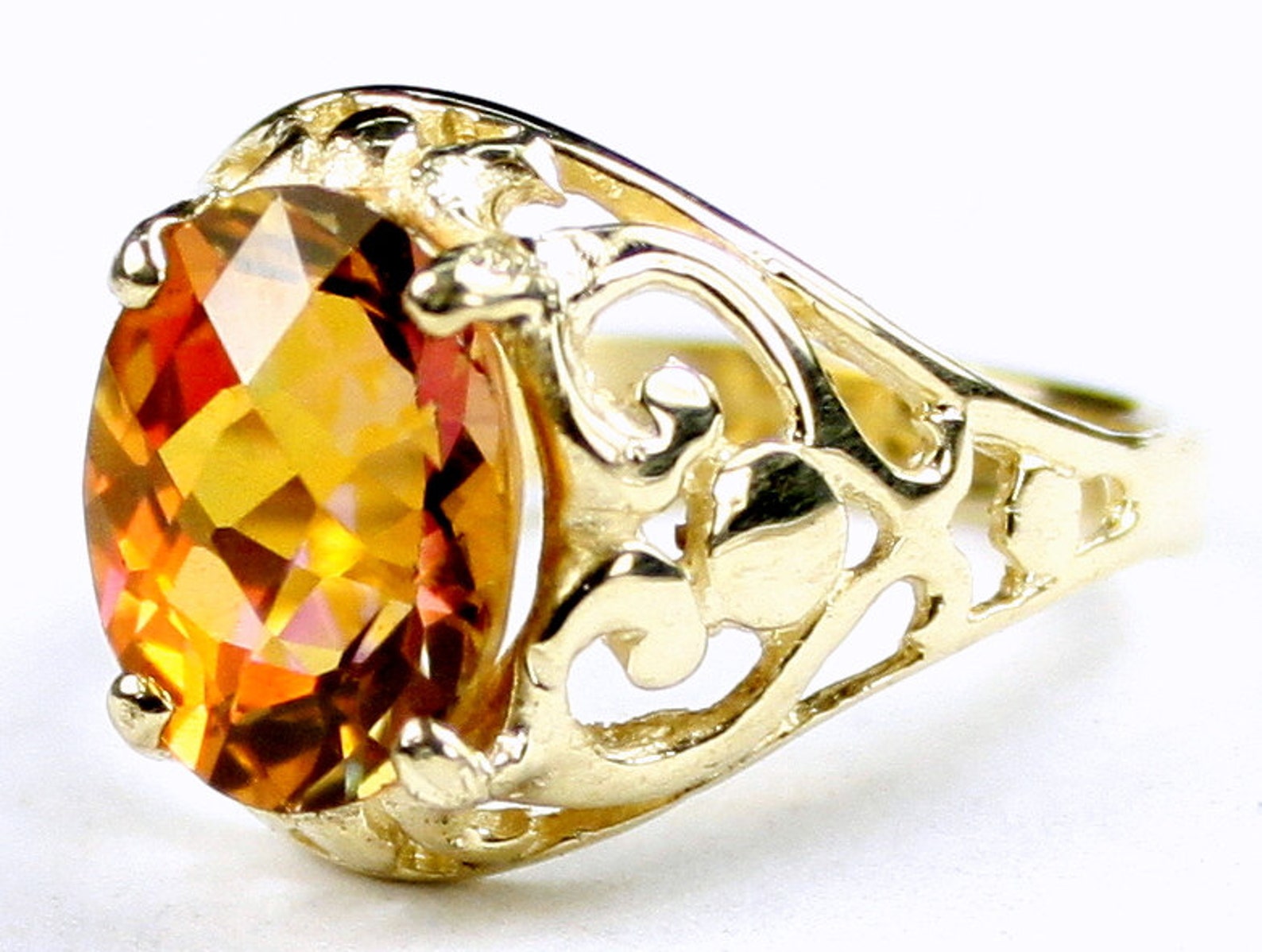 Twilight Fire Topaz 10KY Gold Ring R004 Etsy