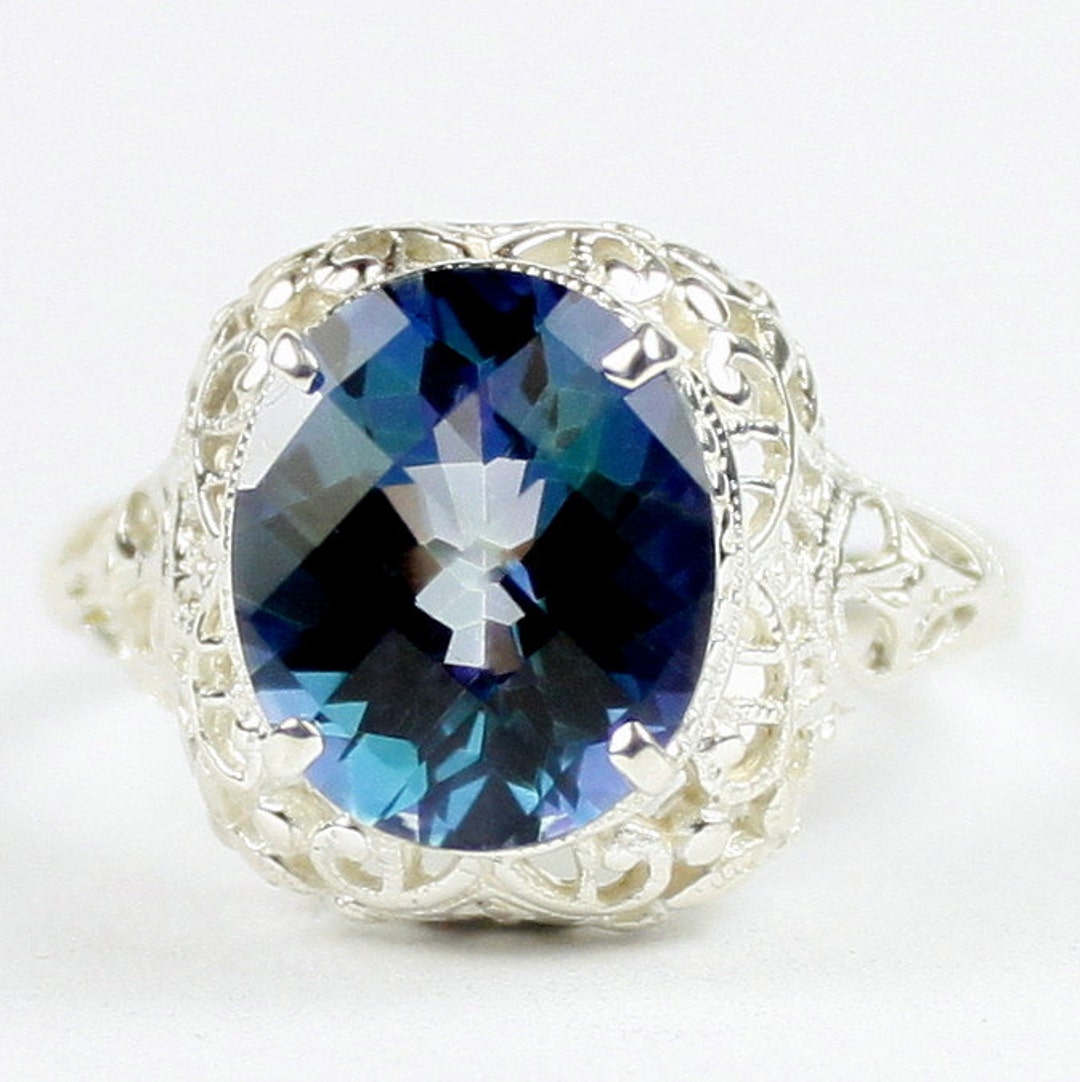 Neptune Garden Topaz, 925 Sterling Silver Antique Style Filigree Ladies