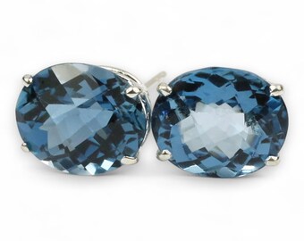London Blue Topaz, 925 Sterling Silver Post Earrings, SE202