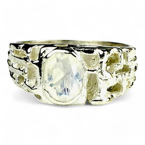 Rainbow Moonstone, 925 Sterling Silver Men&#39;s Ring, SR197