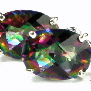 Mystic Fire Topaz, 925 Sterling Silver Threader Earrings, SE003