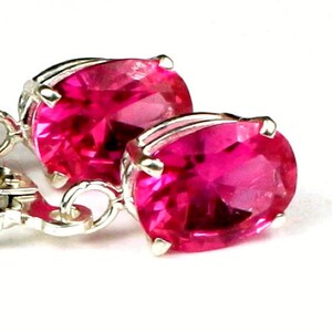 Created Ruby, 925 Sterling Silver Leverbacks Earrings, SE007