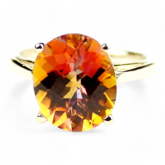 Twilight Fire Topaz, 10ky Gold Ring, R055