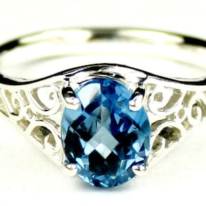 Schweizer Blue Topas, 925 Sterling Silberring SR005