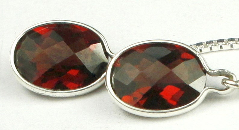 925 Sterling Silver Threader Earrings SE005 Mozambique Garnet
