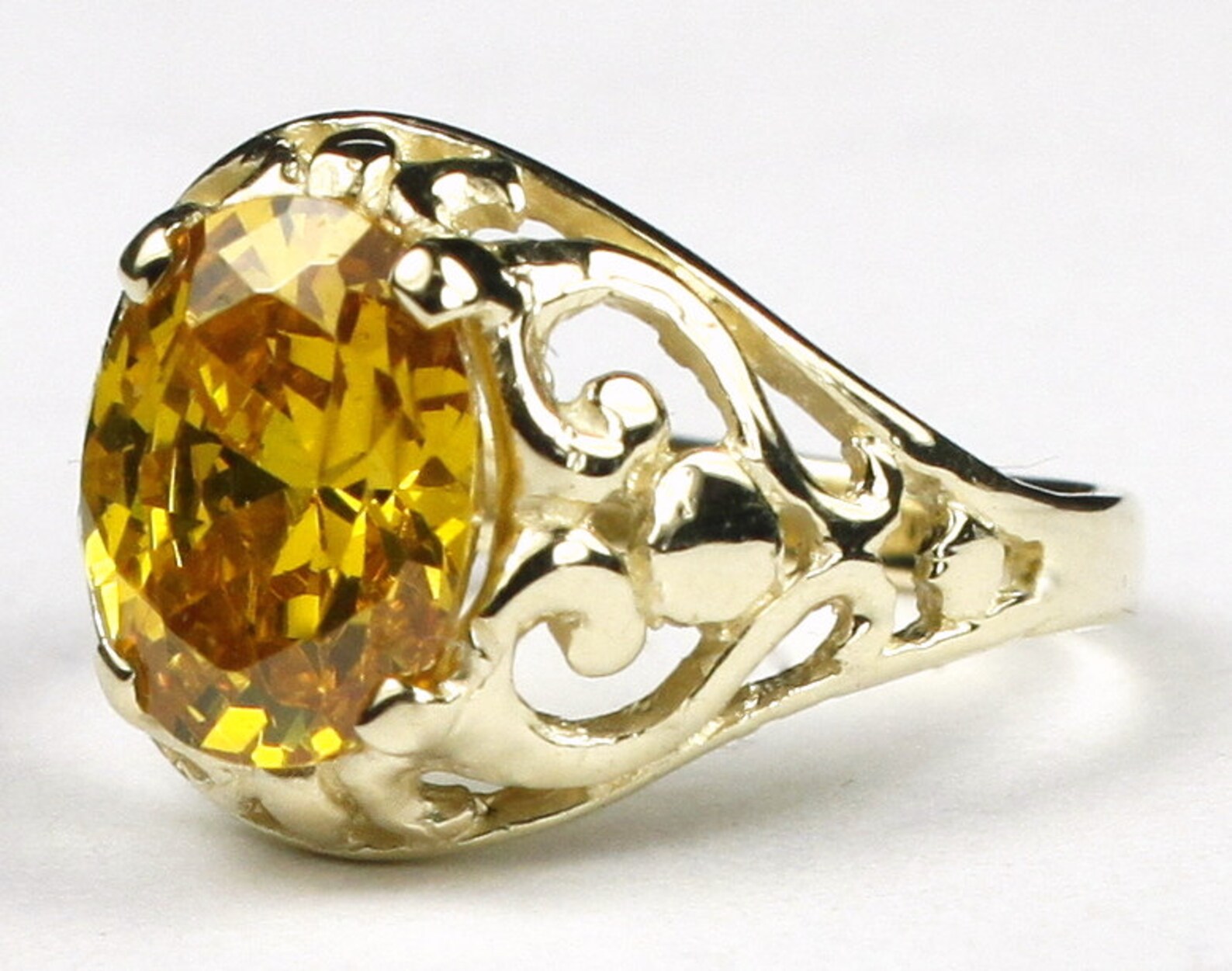 Golden Yellow CZ 10KY Gold Ring R004 Etsy