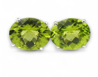 Oval 10x8mm Peridot Sterling Silver Post Earrings – Vibrant Green Gemstone Jewelry SE102