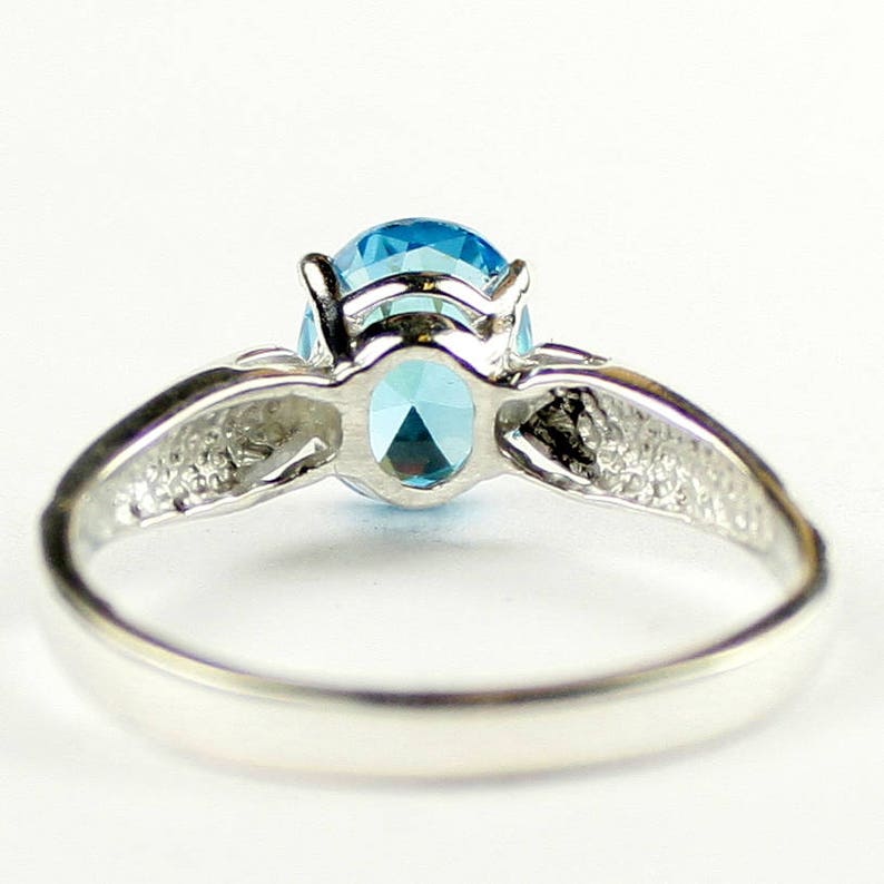 Glacier Blue CZ, 925 Sterling Silver Ring, SR058 image 4