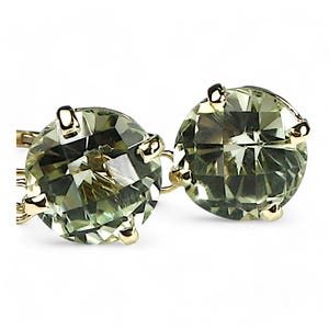 Green Amethyst (Prasiolite), 14KY Gold Leverback Earrings, E117