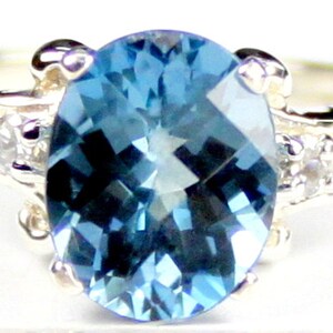 1.5 CT Blue Topaz Sterling Silver Ring – 925 Silver, Women's, Sizes 5-10