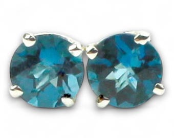 London Blue Topaz, 925 Sterling Silver Post Earrings, SE012