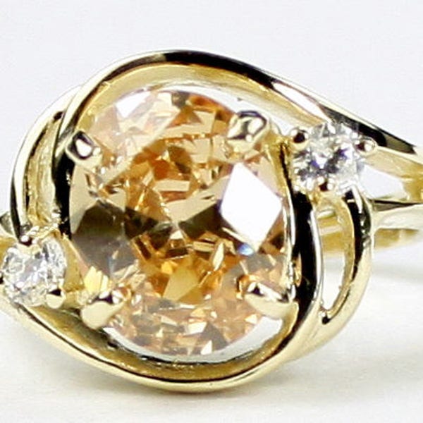 Champagne Cubic Zirconia (CZ), 14KY Gold Ring, R021