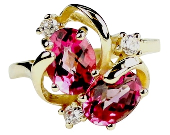 Pure Pink Topaz, 18Ky Gold Ring, R016