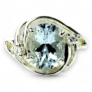 Aquamarine, 925 Sterling Silver Ladies Ring, SR021