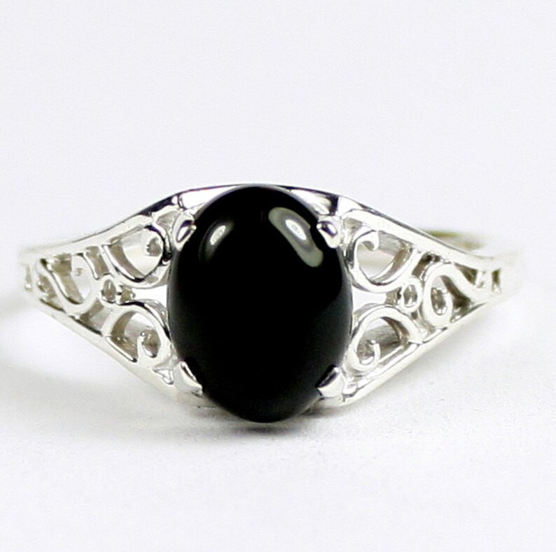 Simple Black Onyx Sterling Silver Ring – Shine Of Diamond 8 thumbnail image