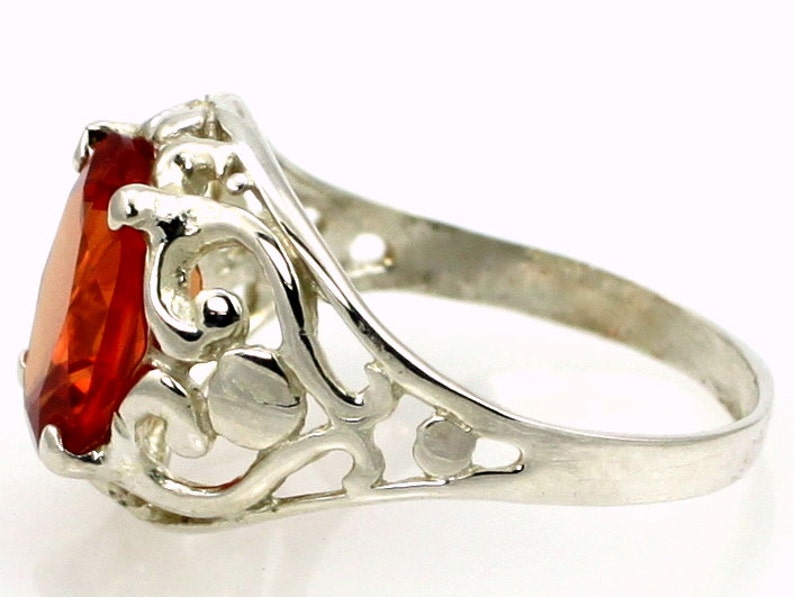 Sterling Silver Ring Created Padparadscha Sapphire SR004
