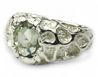 グリーンアメジスト（プラシオライト）、925スターリングシルバー